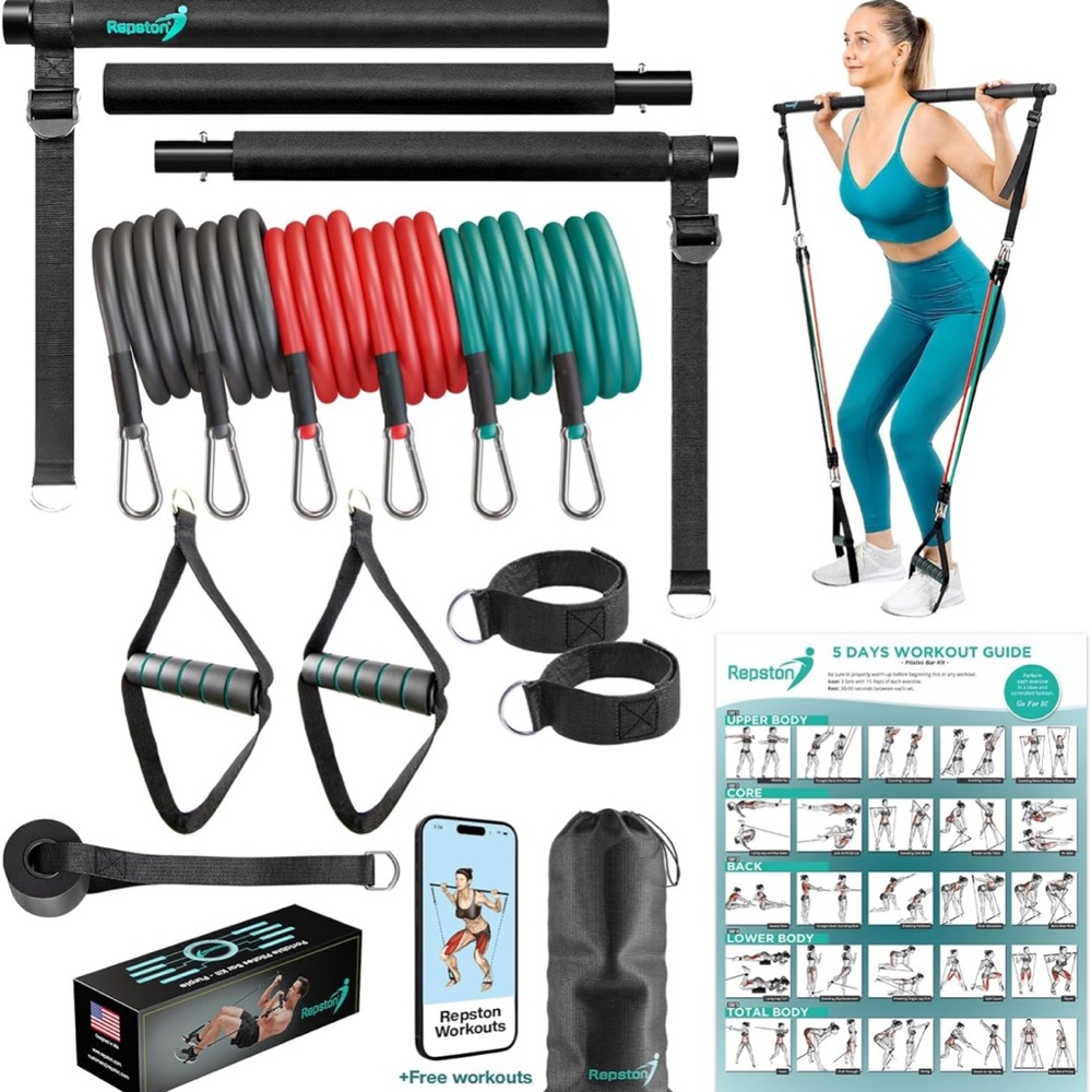 Repston Home Pilates bar and resistance  Bands Set